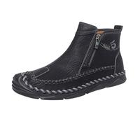 Mens Leather Slip On Shoes,Orthopedic Leather Boots, Comfortable Orthopedic Driving Boots With Side Zipper Handmade Premium Trendy Styles For Men Fashion Outdoor Casual Boot