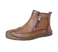 Mens Leather Slip On Shoes,Orthopedic Leather Boots, Comfortable Orthopedic Driving Boots With Side Zipper Handmade Premium Trendy Styles For Men Fashion Outdoor Casual Boot