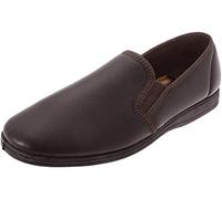 Men's Leather Slippers HADLEY twin gusset BROWN size 12