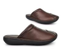 Mens Leather Slippers Outdoor Slipper Size 6 Boys Slippers Mens Clogs Mule Slipper Clog Mules Outdoor Sole Genuine Leather Brown (Small Fit Buy 1 Size Up) 9 UK