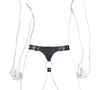 Men's Leather String Chastity Belt Men's Gay Leather Chastity Belt Flirting Sexy Ouvert Briefs with Cock Ring Adjustable Bondage SM Fetish Men's Sexy Thong Chastity Belt with Cock Ring,SM Fetish