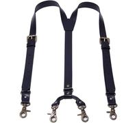 Men's Leather Suspenders Y-Back Adjustable Heavy Duty Clips 2.5cm x 130cm Multicolor(Black)