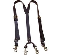 Men's Leather Suspenders Y-Back Adjustable Heavy Duty Clips 2.5cm x 130cm Multicolor(Deep Brown)