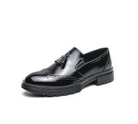 Mens Leather Tassel Loafers Wingtip Formal Dress Shoes Black