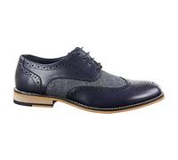 Mens Leather Tweed Herringbone Smart Casual Shoes Vintage Classic