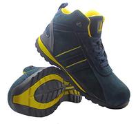 Mens Leather Ultra Lightweight Steel Toe Cap Safety Work Boots Trainers Shoes (4 UK) Navy