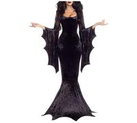 Men's Leather Vest Medieval Halloween Bat Witch Bride Costume Gothic Dress for Masquerade Performance Spiderman Costume for Women Cosplay (Black, XL)