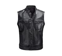 Mens Leather Waistcoat Biker - Sleeveless Leather Vest Men Leather Motorcycle Vest For Men Men'S Pu Faux Leather Sleeveless Jacket Waistcoat Mens Casual Punk Style Vest Biker Waistcoat