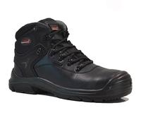 MENS LEATHER WATERPROOF SAFETY STEEL TOE CAP HIKING OUTDOOR TREK WORK ANKLE BOOTS TRAINERS SIZE (BLACK, UK Footwear Size System, Adult, Men, Numeric, Medium, 8)