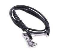 Men's Leather with Axes Pendant Symbolizing Strength and Courage Bangle Fashionable Jewelry for Trendsetters Concert Accessories