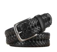 Mens Leather Woven Belt Brown Casual Belts For Men Fashionable Accessory Durable Leather Belts For Men Premium Quality Woven Belt Classic Design Belt For Men Mens Belts Leather Stylish(110cm_Black 2pc