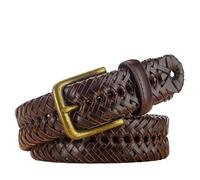 Mens Leather Woven Belt Brown Casual Belts For Men Fashionable Accessory Durable Leather Belts For Men Premium Quality Woven Belt Classic Design Belt For Men Mens Belts Leather Stylish(100cm_Dark Brow