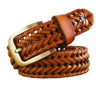 Mens Leather Woven Belt Brown Casual Belts For Men Fashionable Accessory Durable Leather Belts For Men Premium Quality Woven Belt Classic Design Belt For Men Mens Belts Leather Stylish(110cm_Brown)