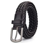 Mens Leather Woven Belt Brown Casual Belts For Men Fashionable Accessory Durable Leather Belts For Men Premium Quality Woven Belt Classic Design Belt For Men Mens Belts Leather Stylish(105CM_Black)