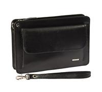 Mens Leather Wrist Bag A7 Black Travel Passport Mobile Clutch Cab Money Bag