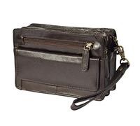 Mens Leather Wrist Bag Clutch Organiser Travel Mobile Money Handbag RALF Brown