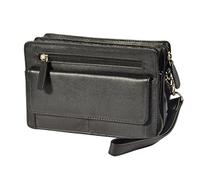 Mens Leather Wrist Bag Clutch Organiser Travel Organiser Bag RALF Black