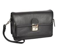 Mens Leather Wrist Bag Mobile Travel Cab Money Organiser Pouch HOL584 Black