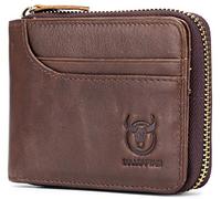 Mens Leather Zipper Wallet RFID Blocking Bifold Secure Vintage Zip Around Multi Credit Card Holder, brown, S, Vintage