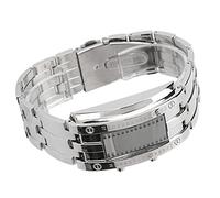 Men's LED Alloy Watch Binary Time Mode Display for Business, Electronics and Material (Men's silver)