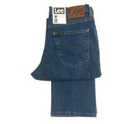 MENS LEE BROOKLYN STRAIGHT LEG STRETCH ZIP UP JEAN - STONEWASH BLUE DENIM