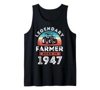Mens Legendary Farmer Born 1947, Farmer 80th Birthday Tank Top
