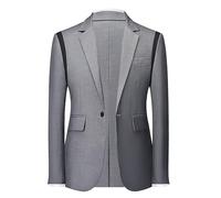 Men's Leisure Blazer Slim Fit Jacket Lightweight Breathable Suit Jacket with 1 Button and Many Pockets Blazer Jacket Wedding Business Jackets Plain Versatile Sports Jacket for Men, gray, L