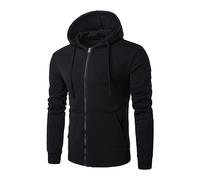 Men's Leisure Tracksuit Top Hooded Sweatshirt Jacket with Zip with Hood Transition Coat Thermal Jacket Fabric Sporty Sweat Jacket with Pockets Sweater Sportswear College Sports Jacket, black, M