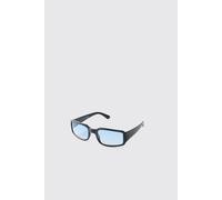 Men's Lens Rectangle Sunglasses | Blue | BOOHOOMAN