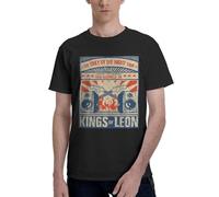 Men's Leon Rock Band Kings Cotton Shirts Graphic Crew Neck Summer T-Shirt Performance Short Sleeve Tee for Everyday Wear Black L