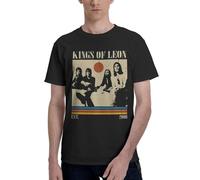Men's Leon Rock Band Kings Cotton Shirts Graphic Crew Neck Summer T-Shirt Performance Short Sleeve Tee for Everyday Wear Black XL