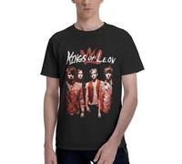 Men's Leon Rock Band Kings Cotton Shirts Graphic Crew Neck Summer T-Shirt Performance Short Sleeve Tee for Everyday Wear Black M