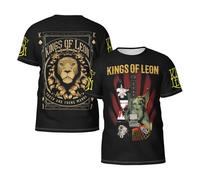Men's Leon Rock Band Kings Short Sleeve T-Shirts Stylish Versatile Summer Tees Multi-Sided Printed Shirt Multicoloured L