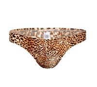 Men's Leopard Jockstrap, Sexy Low Rise Sports Briefs for Men, Breathable Workout Jock Straps, Stretch Soft Men's Daily Thong Underwear Bulge Pouch Briefs Swimwear Panties Bikini Briefs Yellow