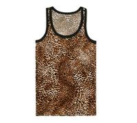 Men's Leopard Tank Top, Soft Sleeveless Slim-fit Athletic Vest for Men, Breathable Tight Undershirts for Workout Running Sports, Sexy Leopard Print T-Shirt Tops for Party Rave Disco Club Performance