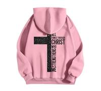 Men's Letter and Cross Printed Hoodies Men's Jesus Theme Pullover Oversized Hoodie Lightweight Sweatshirts Autumn Winter Warm Sweatshirts Sports Casual Sweatshirt Christmas Sweatshirt, 01-Pink, S