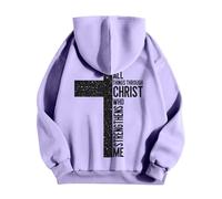 Men's Letter and Cross Printed Hoodies Men's Jesus Theme Pullover Oversized Hoodie Lightweight Sweatshirts Autumn Winter Warm Sweatshirts Sports Casual Sweatshirt Christmas Sweatshirt, 01-light Purple