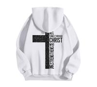 Men's Letter and Cross Printed Hoodies Men's Jesus Theme Pullover Oversized Hoodie Lightweight Sweatshirts Autumn Winter Warm Sweatshirts Sports Casual Sweatshirt Christmas Sweatshirt, 01-White, 3XL