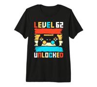 Mens Level 62 Unlocked 62nd Birthday Gamer Gifts 62 Year Old Gift Premium T-Shirt