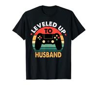 Mens Leveled Up To Husband - Just Married Vintage Gamer T-Shirt
