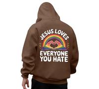 Men's LGBT Rainbow Hoodie Printed Lettering Jesus Theme Sweatshirt Sport Casual Hoodie Autumn Winter Lightweight Sweatshirts Oversized Sweatshirts Vests and Sweatshirts, #01-brown, 3XL