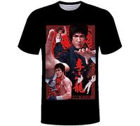 Men's Li Xiaolong Dragon T-Shirt Kung Fu Martial Art 3D Printed T-Shirts Round Neck Casual Short-Sleeved Fitness Tee Shirt Tops