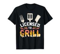 Mens "Licensed To Grill" Barbecue BBQ Chef Pit Master Cook T-Shirt