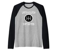 Mens Life's a Clutch-Shift Happens Car Mechanic Garage_ Funny Raglan Baseball Tee