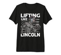 Mens Lifting Like Lincoln Weightlifting Funny US Gym 4th of July Premium T-Shirt