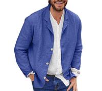 Mens Lightweight Blazer Thin Summer Coat Mens Casual Blazer Leisure Lapel Collar Shirt Spring Thin Coats Long Sleeve Cozy Jacket Loose Solid Colour Shirts Breathable Button Up Overshirt