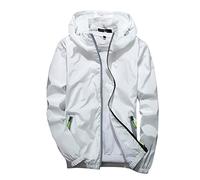 Men's Lightweight Bomber Jackets Casual Hooded Jacket Fall Track Sports Windbreaker Waterproof Outdoor Windproof Workwear Thin Sportwear Rain Hi Vis Jackets Coat with Zip Pockets UK Plus Size M-7XL