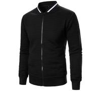 Men's Lightweight Bomber Jackets Jacquard Waffle Full Zip Stand Collar Casual Jacket Fall Track Sports Outdoor Windproof Workwear Thin Casual Smart Jackets Coat with Pockets UK Size S-3XL