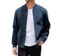Men's Lightweight Bomber Jackets Suede Full Zip Casual Jacket Fall Track Sports Windbreaker Outdoor Windproof Workwear Thin Casual Smart Jackets Coat with Pockets UK Size S-3XL