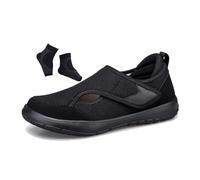 Men's Lightweight Breathable Mesh Adjustable Swollen Feet Edema Diabetic Shoes, Casual Orthopedic Orthotic Plantar Fasciitis Non-Slip Shoes, for Elderly, Swollen Feet, Plantar Fasciitis(Black,8.5 UK)